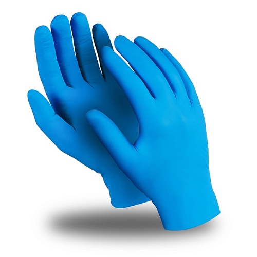 Перчатки Эксперт, нитрил, 245мм/0,12мм, синий, Кл.з. 2, 500/50пар купить в интернет-магазине «Техно-Упак»