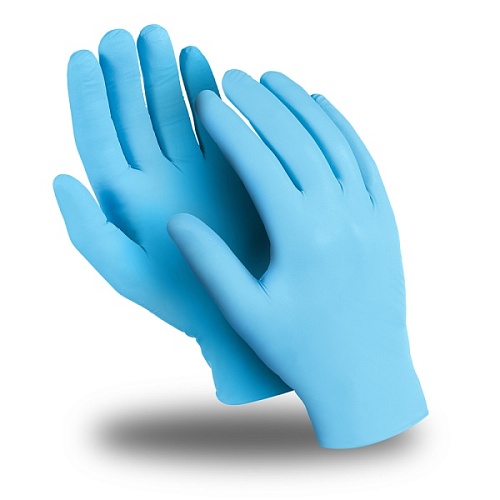 Перчатки Эксперт, нитрил, 245мм/0,08мм, голубой, Кл.з. 2, 500/50пар купить в интернет-магазине «Техно-Упак»
